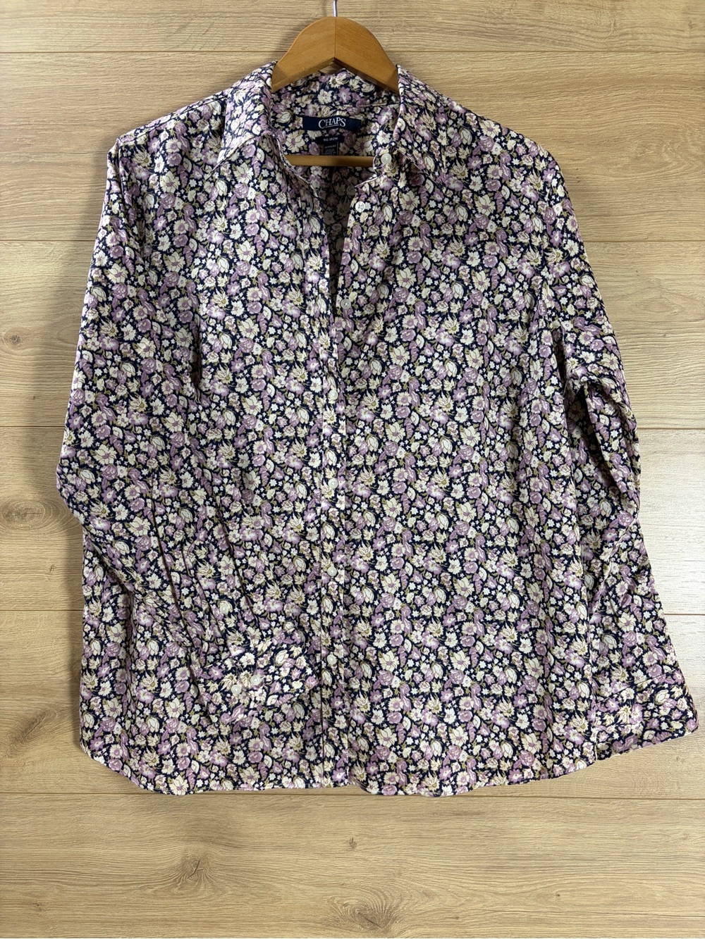 Chaps Purple Floral Button-Down Shirt Women’s 1X
